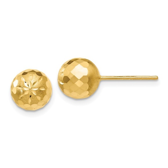 14k 8mm Diamond-cut Mirror Ball Post Earrings,All Products : American Fashion Style Bags On Sale